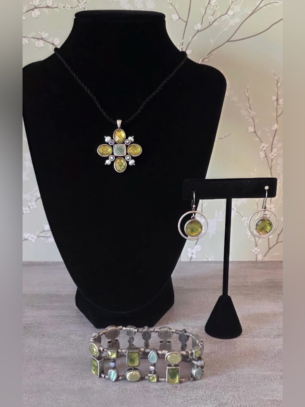 Lia Sophia Pendant Necklace and Earring Set with Matching Bracelet